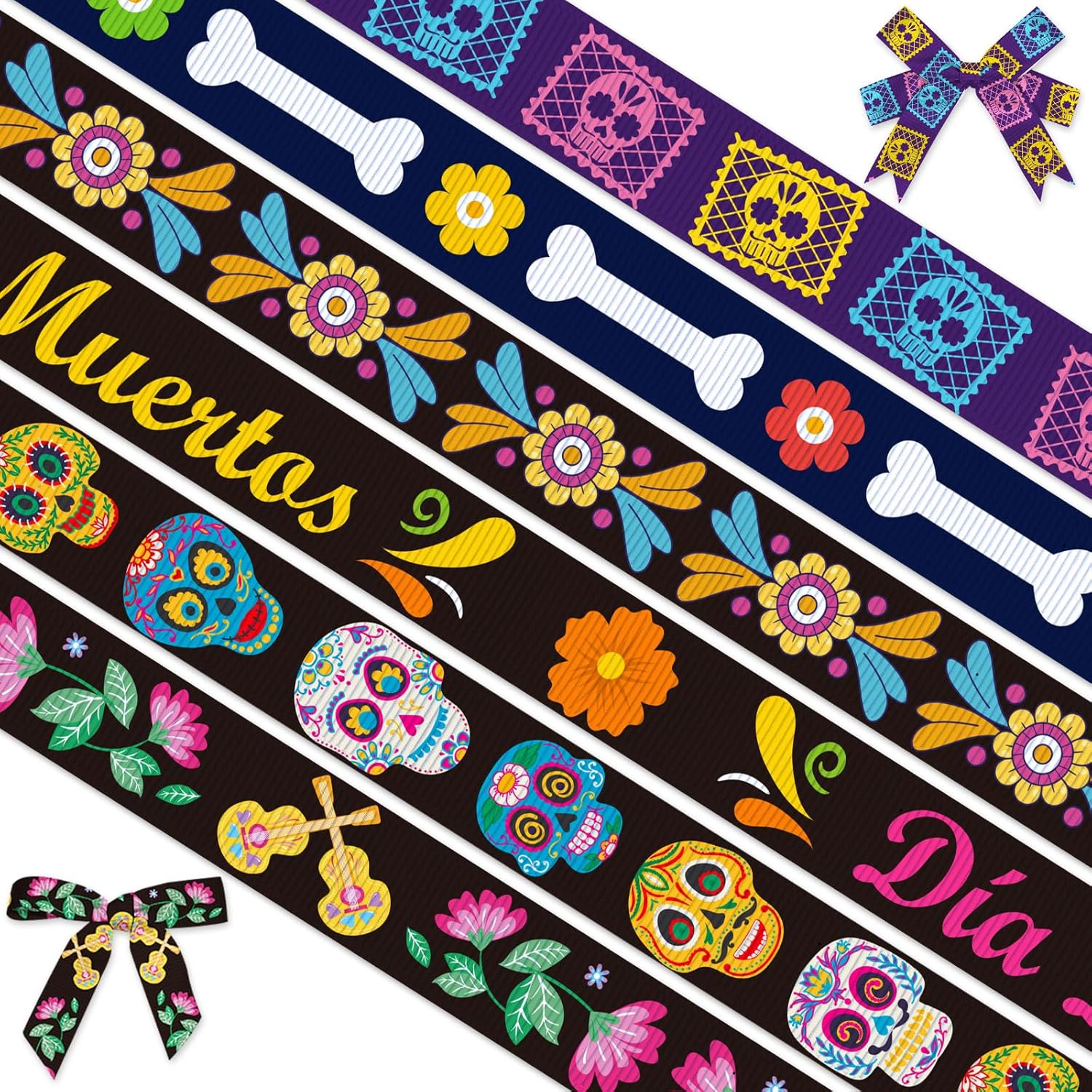 Wholesale Printed Ribbon Factory - Day of the Dead Sugar Skull Ribbons