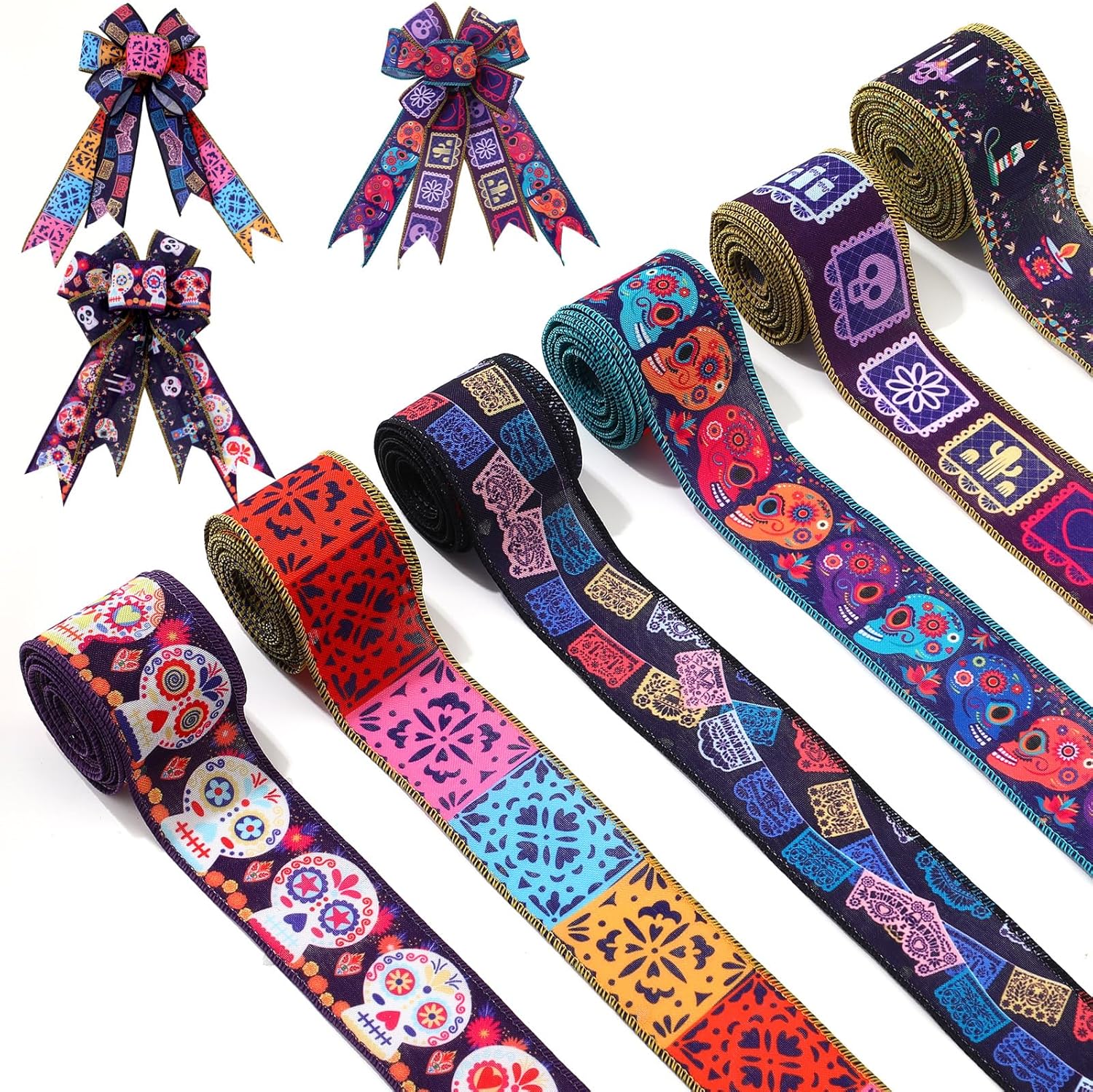 Custom Wired Ribbon Manufacturer - Day of the Dead Holiday Ribbon