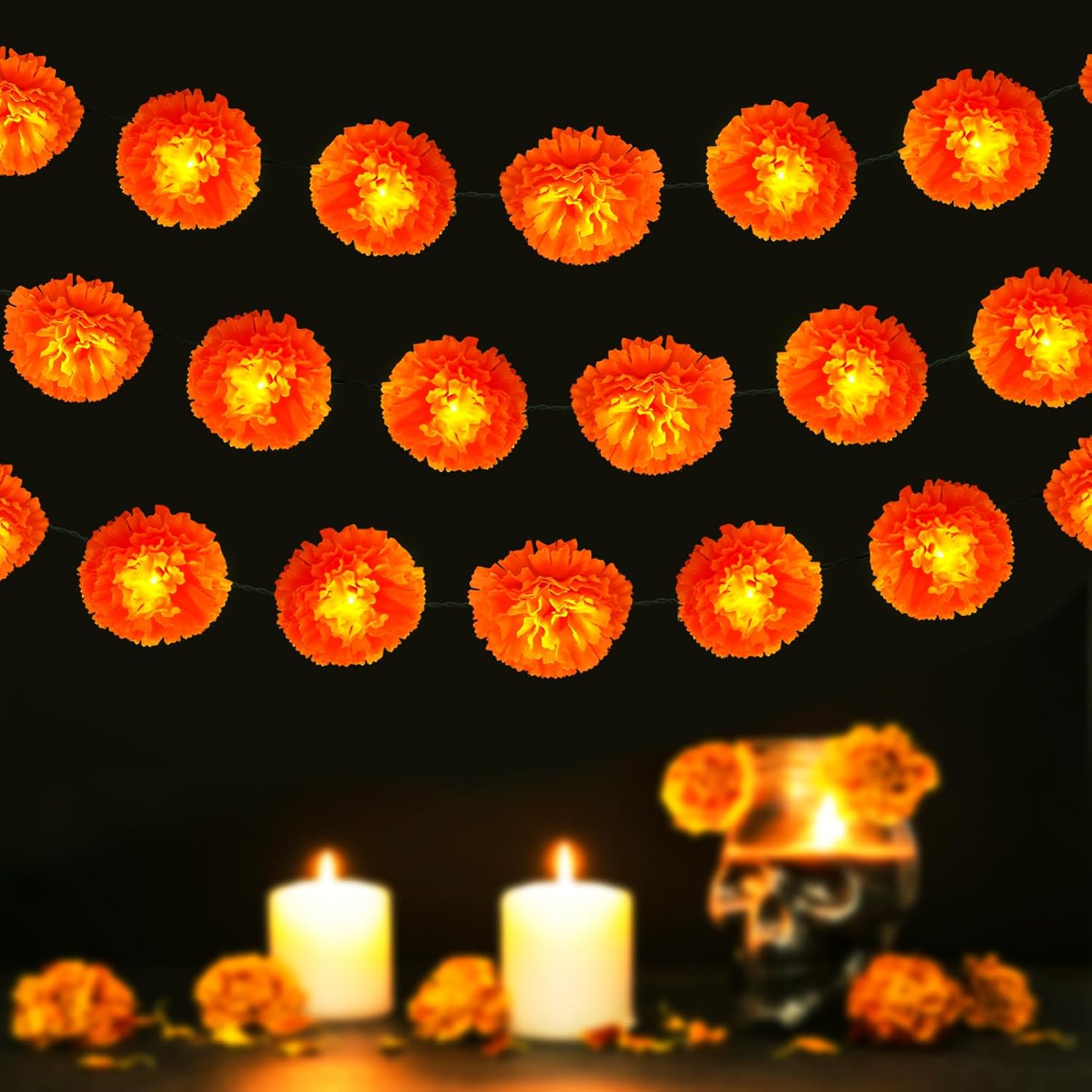 Custom Holiday Lighting Oem - Day Of The Dead Solar Garland