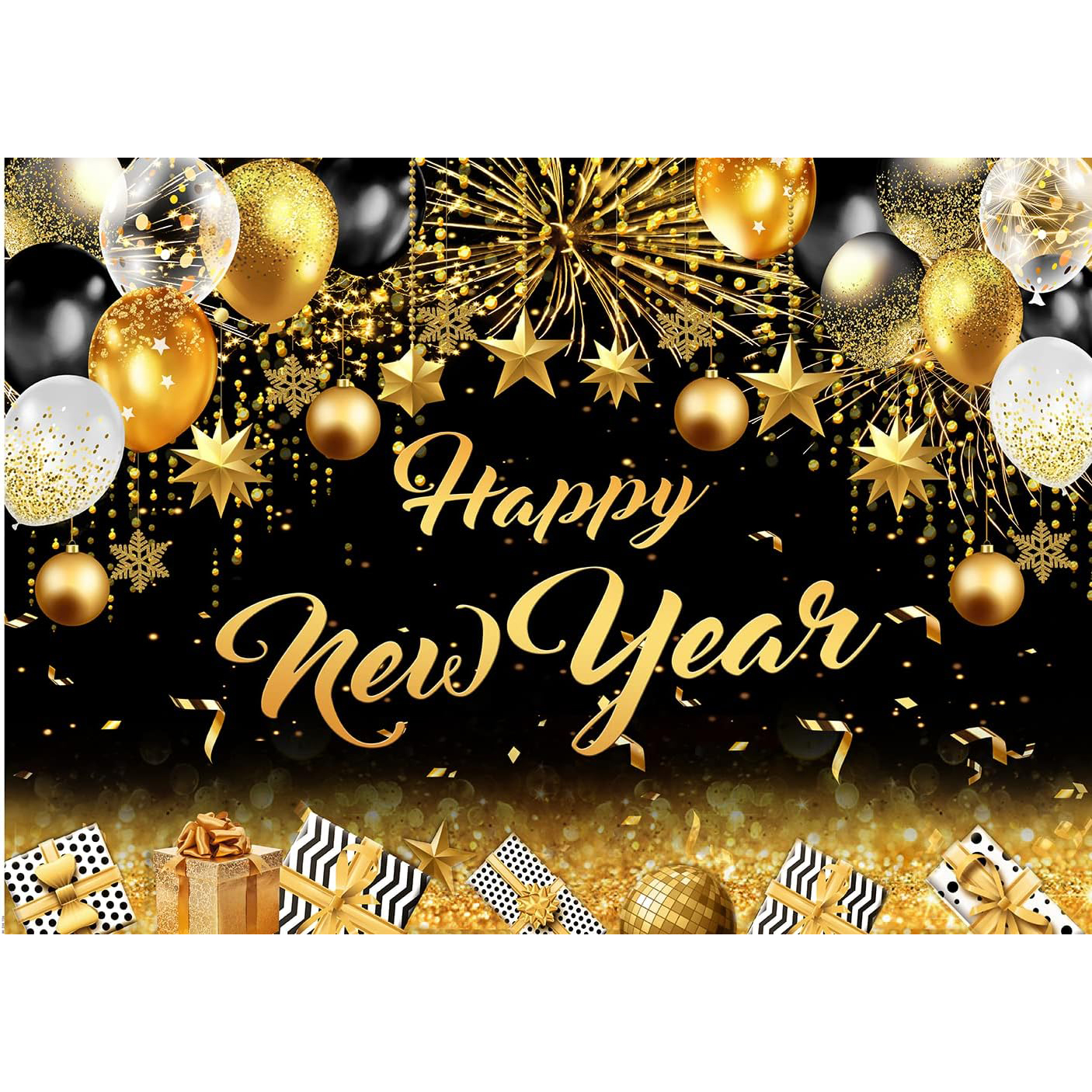 Wholesale Photo Backdrop - Festive Banner Happy New Year Backdrop Wholesale