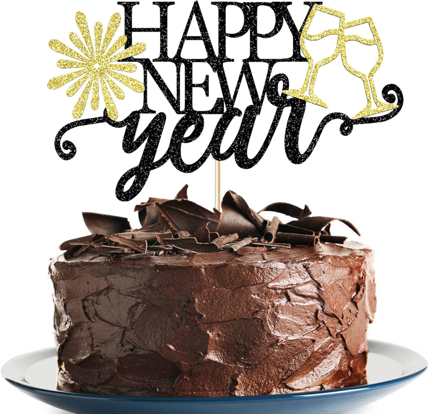 Custom Cake Topper Manufacturer - Glitter Happy New Year Cake Topper