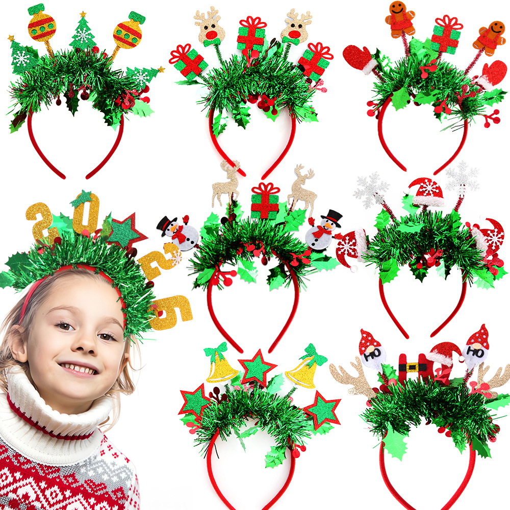 Custom Headband Supplier - Festive Christmas Headband with Tinsel Decor