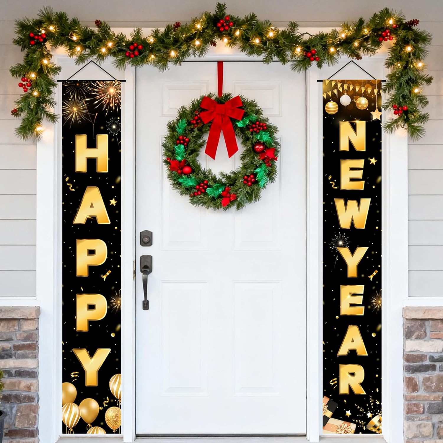 Custom Porch Banner Manufacturer - Happy New Year Front Door Sign