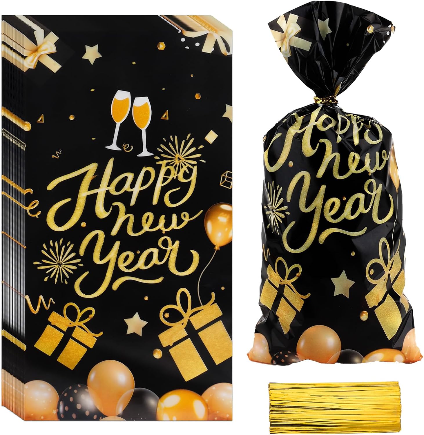 New Year Cellophane Bags Wholesale - Holiday Party Snack Favor Gift Bags