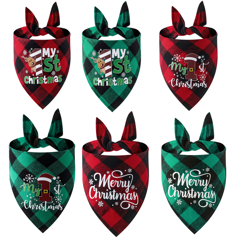 Wholesale Pet Bandana - Custom Christmas Plaid Designs