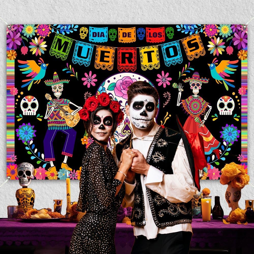 Custom Backdrop Banner - Dia De Los Muertos Party Backdrop Banner - Image 4