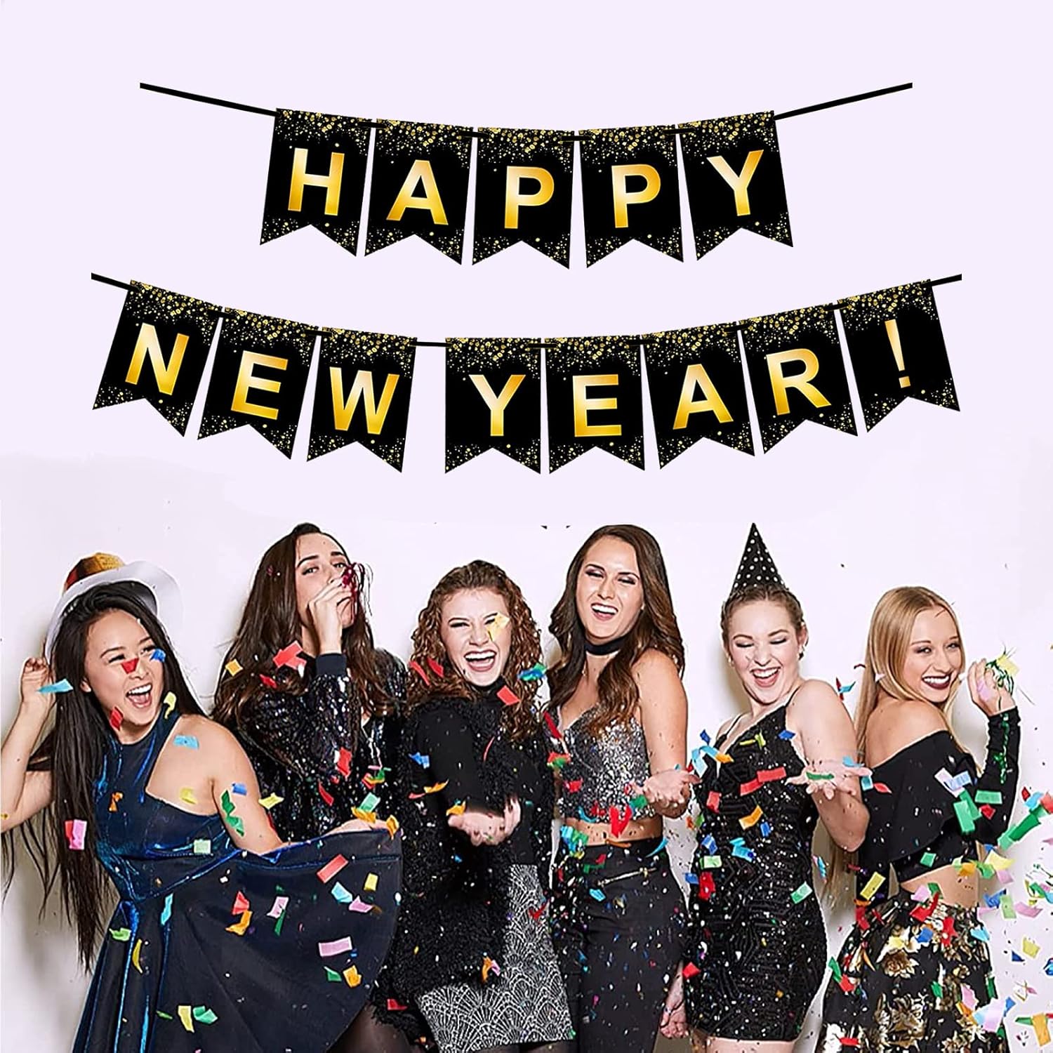 Custom Paper Banner - Elegant Starlight Happy New Year Decor - Image 3