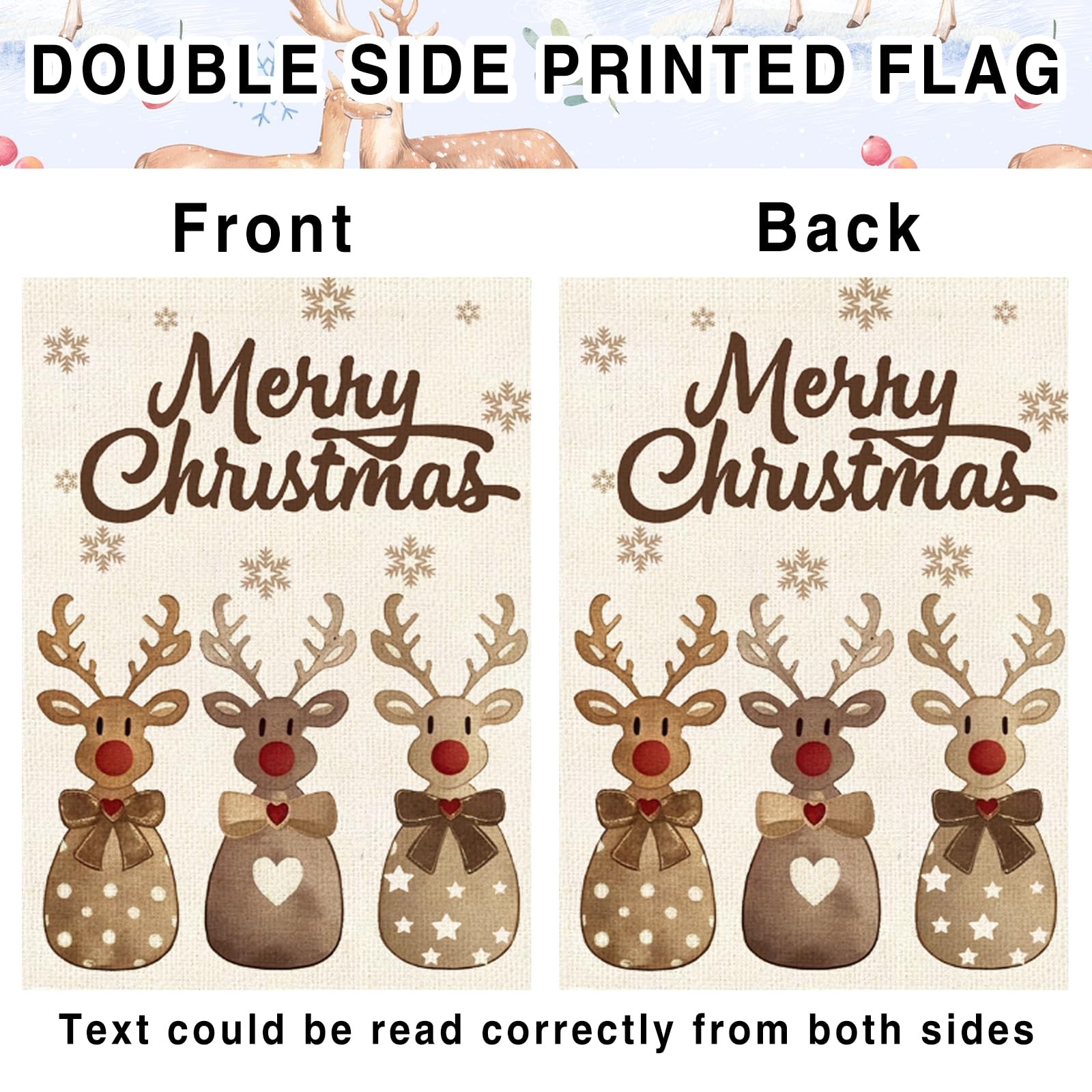 OEM Garden Flag Factory - Merry Christmas Reindeer Outdoor Flag - Image 8