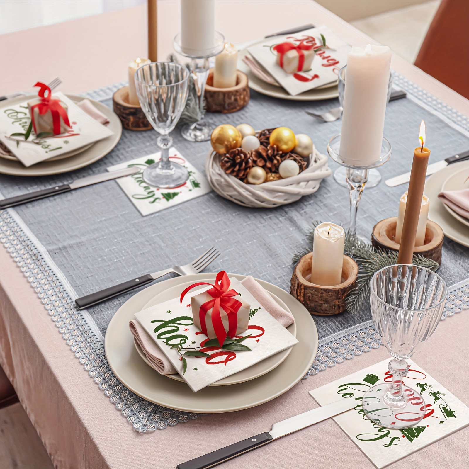 Custom Disposable Napkins - Elegant 3-Ply Christmas Paper Napkins for Festive Events - Image 2