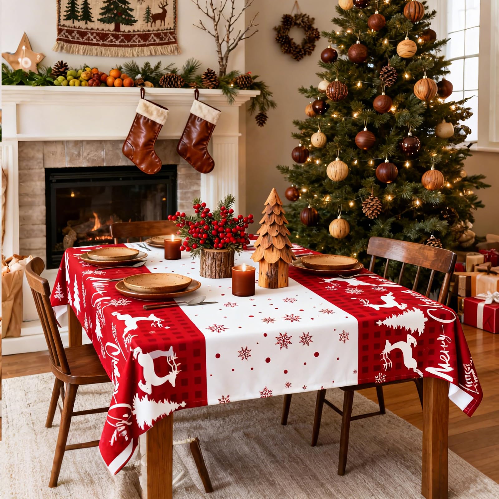 Custom Tablecloth Wholesale - Festive Winter Christmas Tablecloths 2-Pack - Image 2