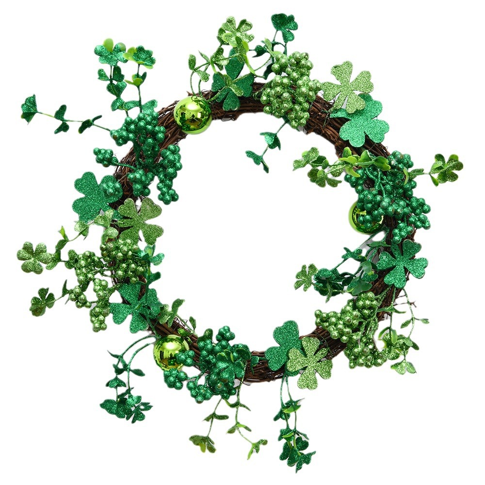 Artificial Wreath Manufacturer - St. Patrick's Day Shamrock Wreath for Festive Decor