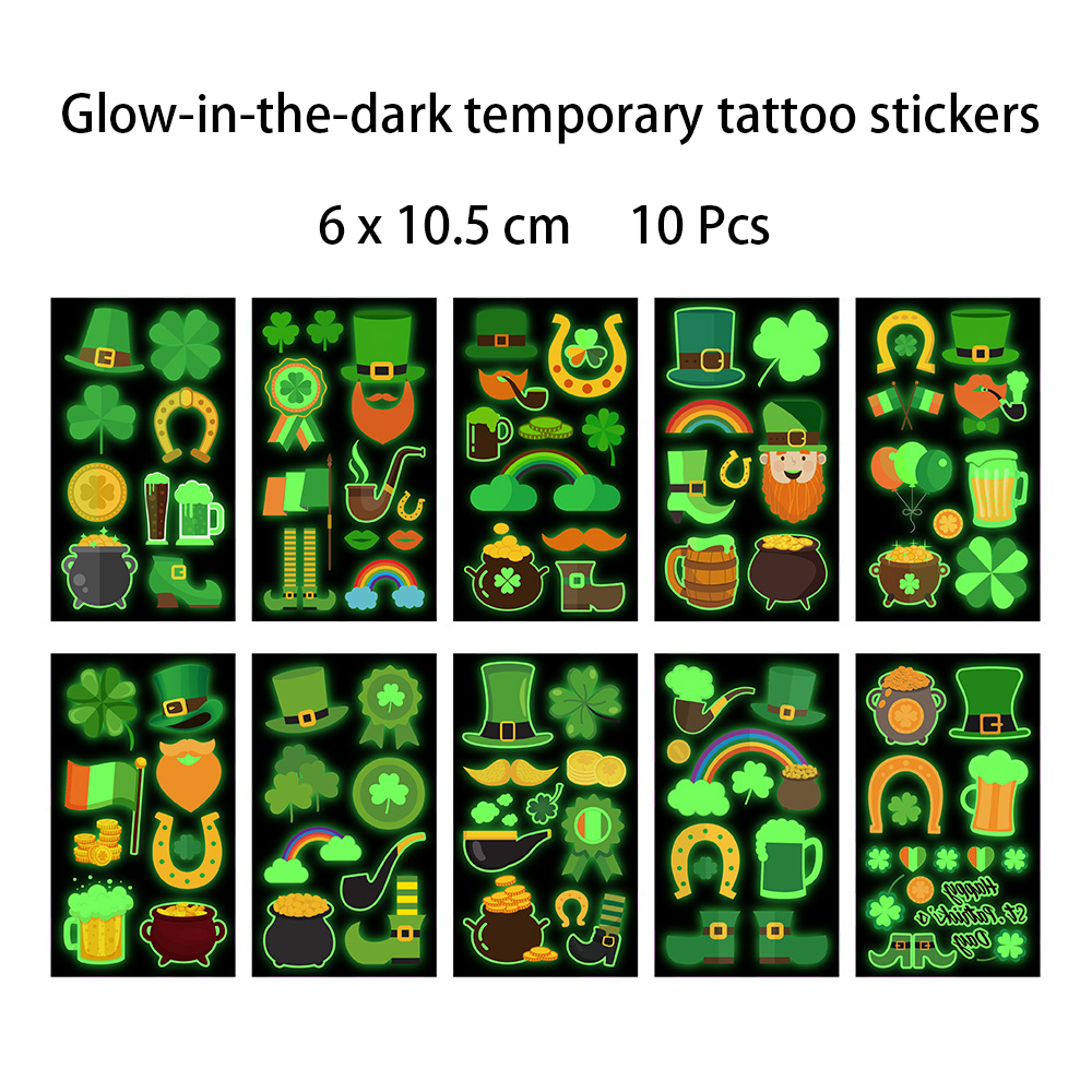 Glow-in-the-Dark Temporary Tattoo Manufacturer - St Patrick's Day Luminous Body Art Tattoos