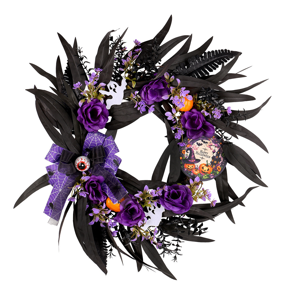 Custom Wreath - Elegant Halloween Black Feather Wreath