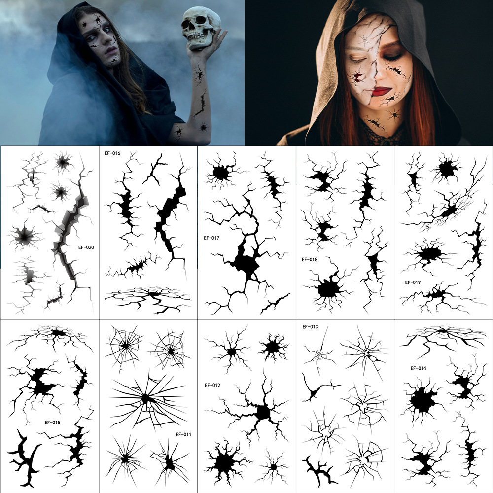 Oem Tattoo Manufacturer - Black Horror Decal Tattoo Stickers for Halloween