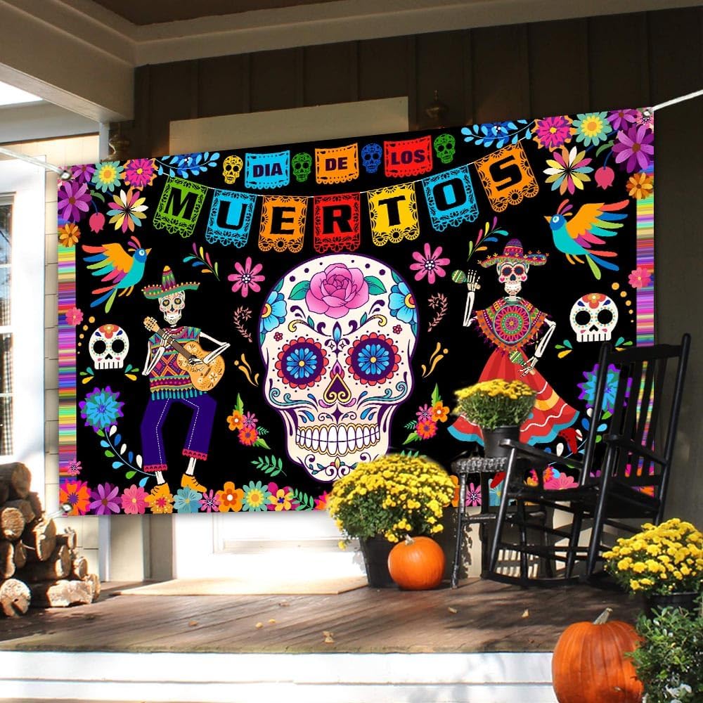 Custom Backdrop Banner - Dia De Los Muertos Party Backdrop Banner - Image 2