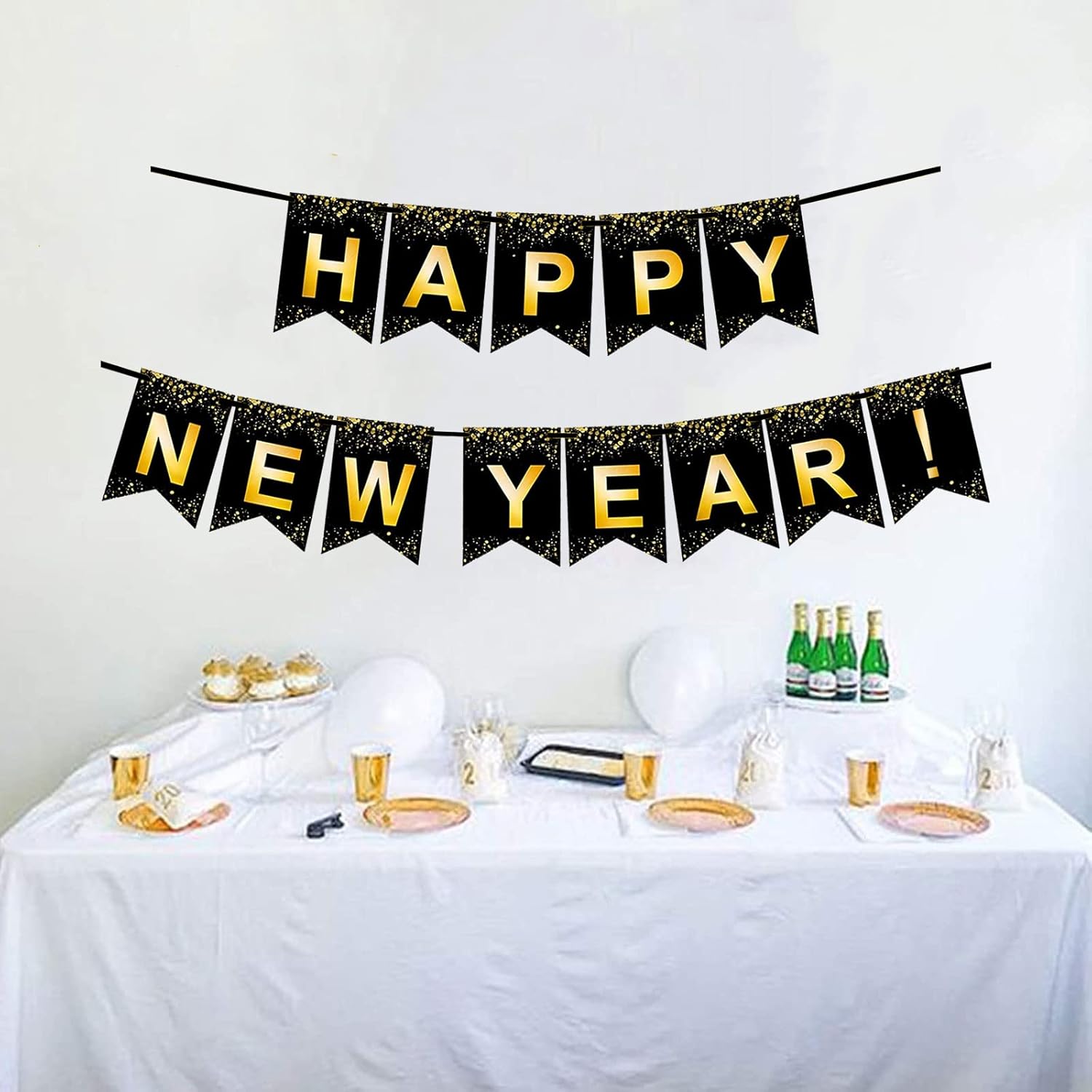 Custom Paper Banner - Elegant Starlight Happy New Year Decor - Image 4