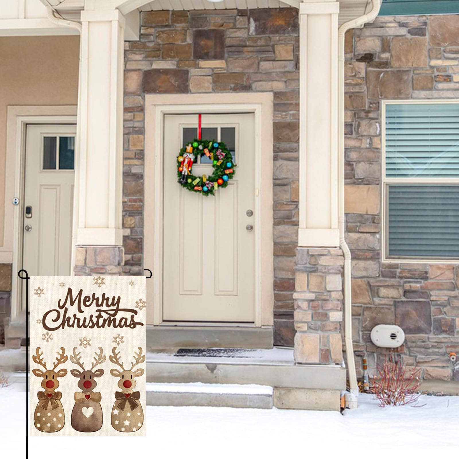 OEM Garden Flag Factory - Merry Christmas Reindeer Outdoor Flag - Image 4