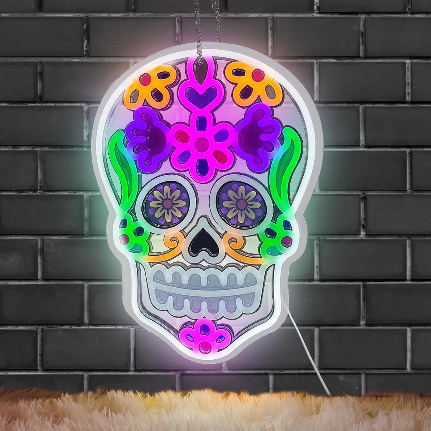 Day Of The Dead Neon Sign Wholesale - Sugar Skull LED Wall Decor