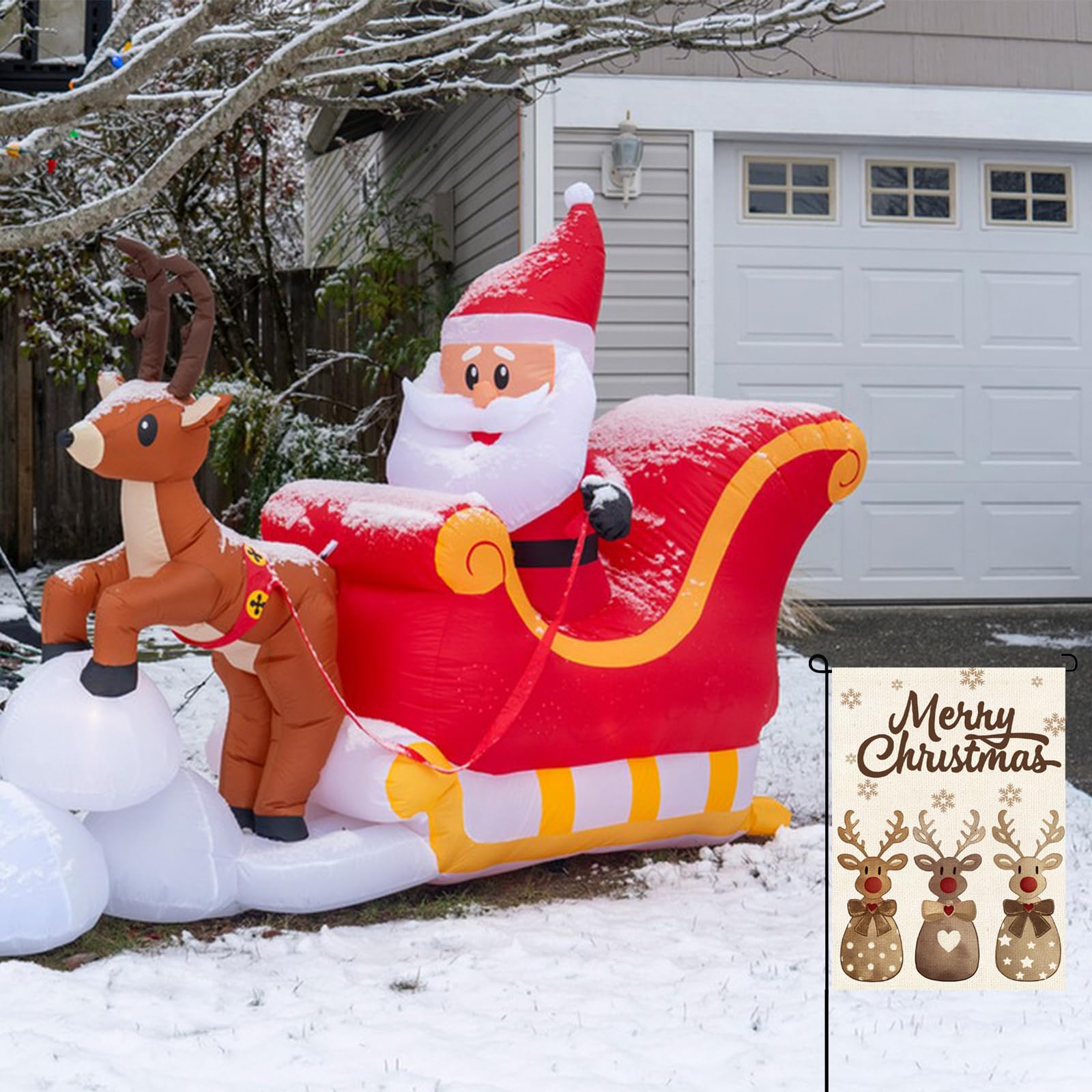 OEM Garden Flag Factory - Merry Christmas Reindeer Outdoor Flag - Image 2