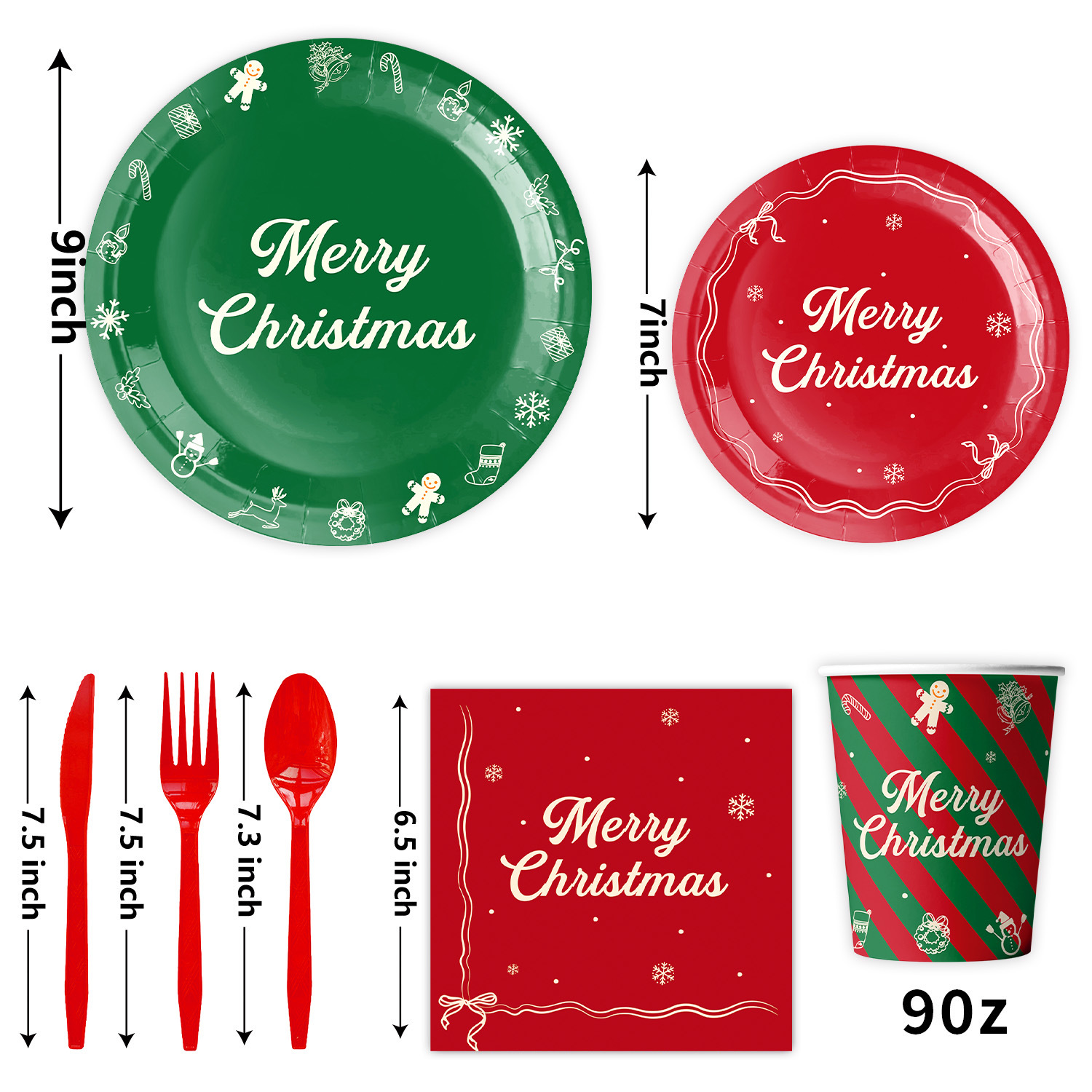 Disposable Tableware Wholesale - Merry Christmas Disposable Party Tableware Set - Image 4