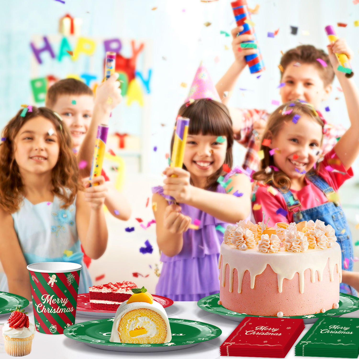 Disposable Tableware Wholesale - Merry Christmas Disposable Party Tableware Set - Image 7