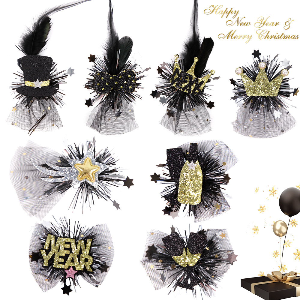 New Year Party Hair Accessories Wholesale - Glitter Tinsel Hair Clips