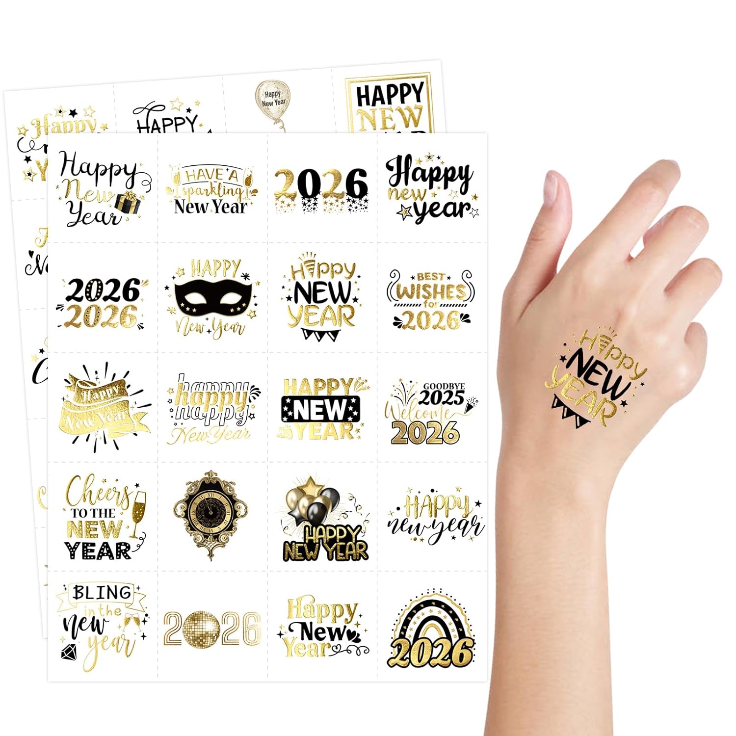 Custom Temporary Tattoo Manufacturer - Happy New Year Party Tattoos