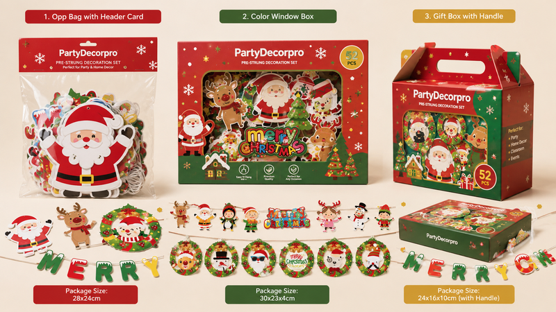 Creative holiday banner packaging display featuring multiple customizable designs in one image.