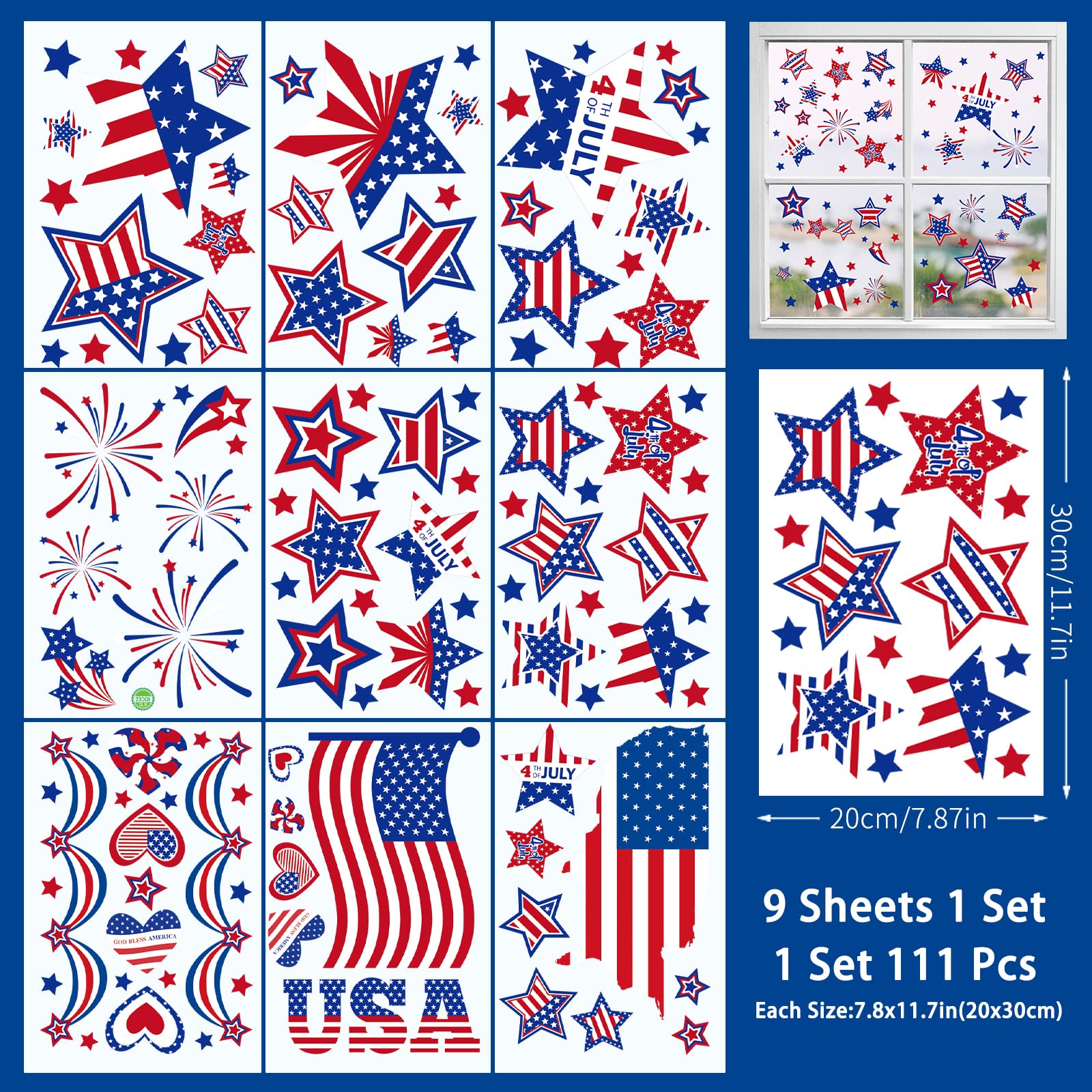 4Th Of July Window Clings