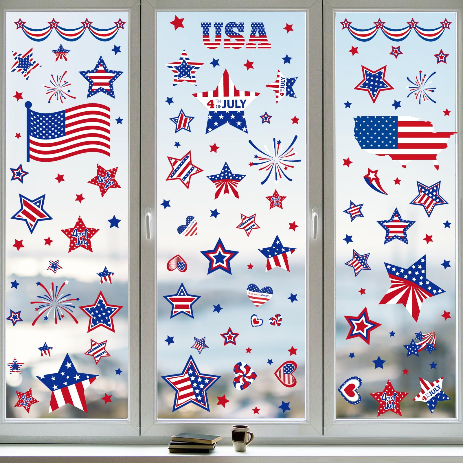 4Th Of July Window Clings