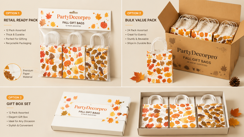 Autumn paper bag packaging options retail bulk gift set customizable eco bags