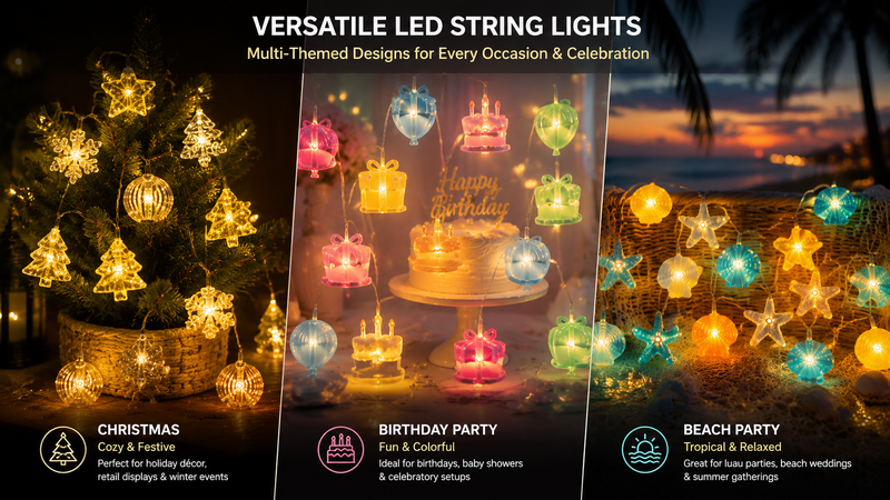 Autumn themed LED string lights with pumpkin acorn and maple leaf designs warm glow spiral decorative wholesale lighting
