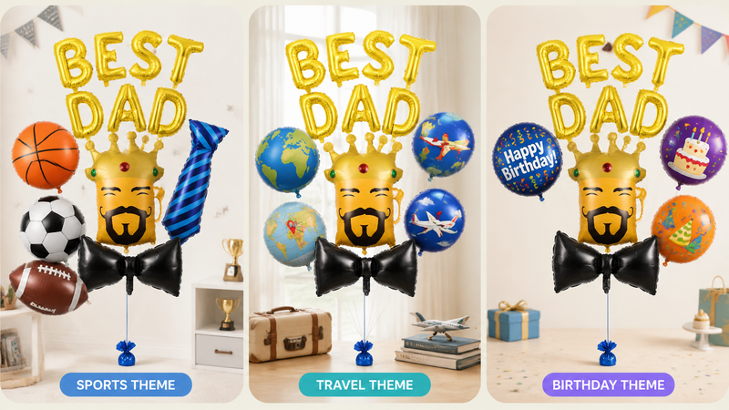 Custom Best Dad foil balloon set with themed party decoration designs