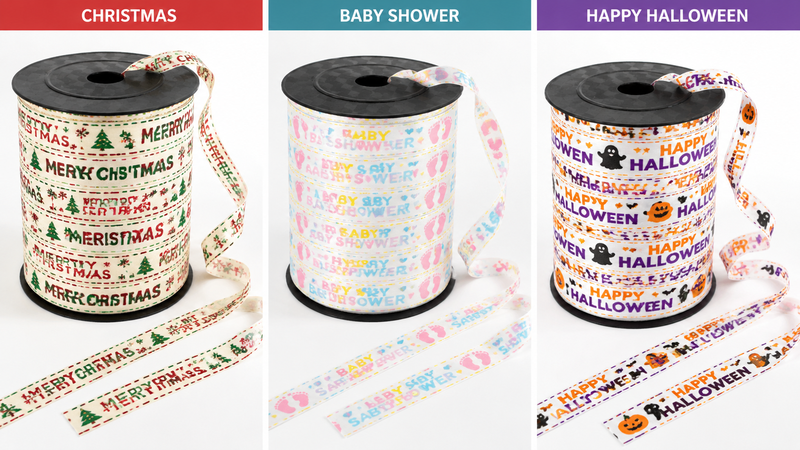 Colorful HAPPY BIRTHDAY printed ribbon spool for party decoration wholesale