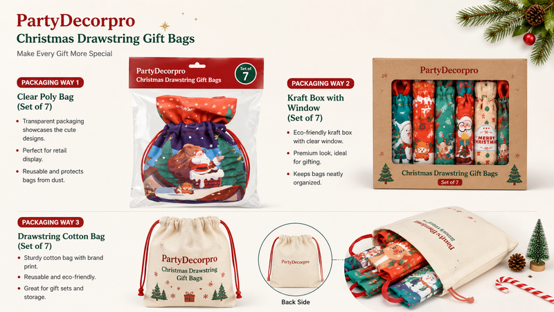Custom Christmas Gift Bags Display with Multiple Packaging Options