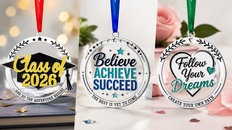 Class of 2026 graduation medal ornament with star wreath and ribbon design for celebration gifts