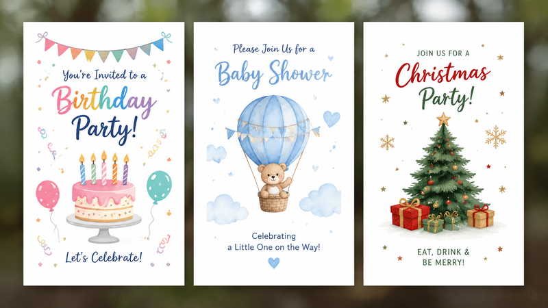 Birthday party invitation cards with colorful polka-dot design for B2B wholesale.