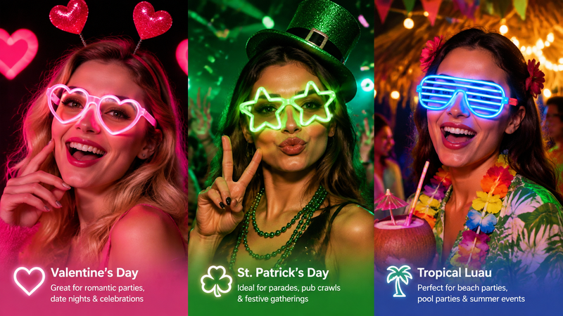 Colorful custom plastic party glasses with themed designs for festivals and events
