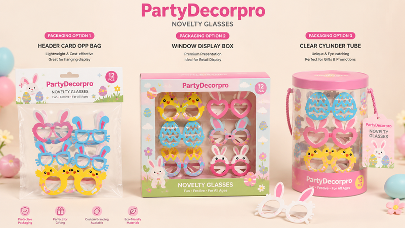 Easter Party Glasses Custom Packaging Solutions with Header Card Bag Window Display Box and Clear Gift Container
