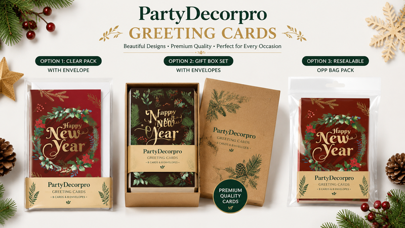 Custom greeting card packaging options with clear packs gift boxes and OPP bags for wholesale supplies