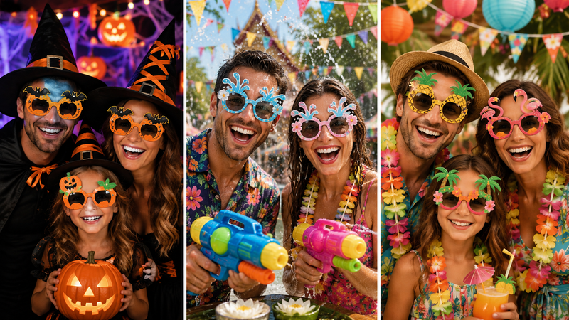 Custom Patriotic Party Glasses with Creative Foam Designs for Independence Day Celebrations and Photo Booth Events