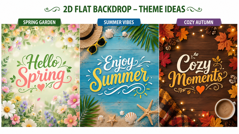 Custom Seasonal Theme Backdrop Collection Featuring Spring Garden Summer Beach and Cozy Autumn Designs for Event Decoration and Photography