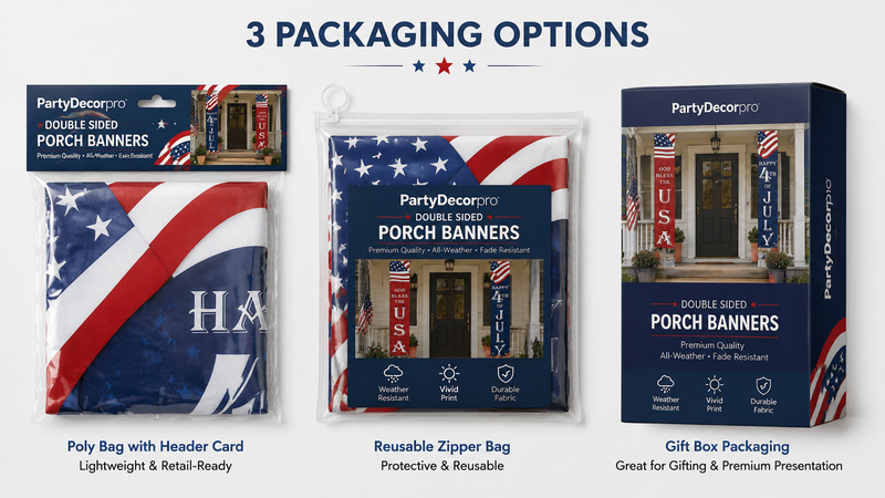 Multi-style holiday and party packaging showcase with versatile designs for B2B wholesale.