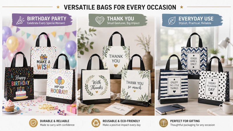 Graduation gift bags with stylish designs for celebrations and events, durable and reusable