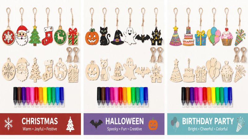 Easter wooden DIY craft ornaments kit with laser cut shapes for wholesale
