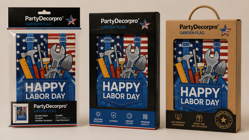 Labor Day garden flag packaging polybag window box kraft box wholesale custom options