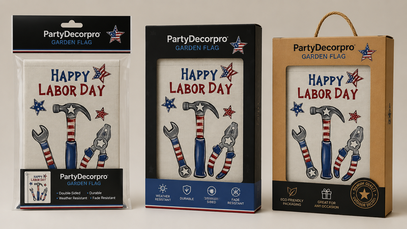 Labor Day garden flag packaging polybag window box kraft box wholesale customizable packaging