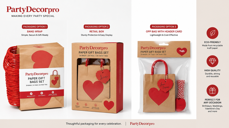 kraft paper gift bags packaging options red heart design set customizable branding
