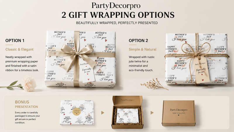 Two gift wrapping options with ribbon and jute twine, festive packaging mockup, customizable design presentation