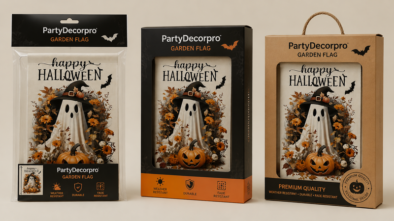 Ghost Halloween garden flag packaging bag box kraft wholesale custom options